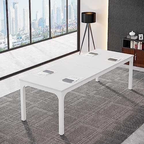 Image of Tribesigns 6.5FT Conference Table, 78.7 Inche Rectangle Meeting Seminar Table, Large Business Tables for 6-8 People, White (Only Table)