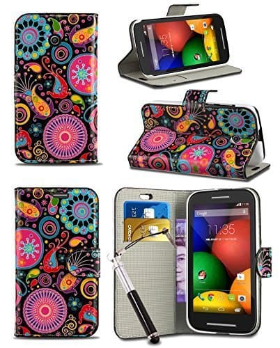 Image of London Gadget Store New Creative Graphic Pattern Wallet Case Cover Printed Design with Integrated Stand & RETRACTABLE Stylus Pen Compatible with HTC Desire 620 - Jellyfish
