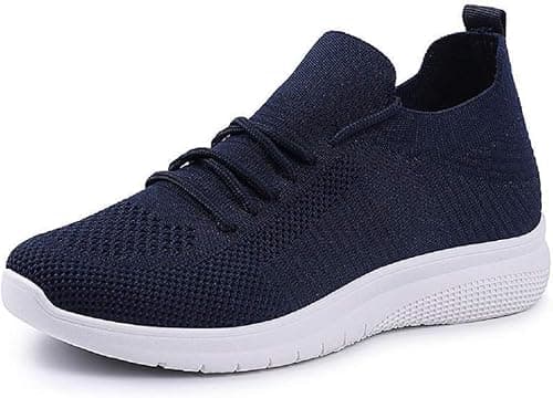 Image of Dochak Women Lightweight Walking Shoes Ladies Lace Up Sneakers Mesh Go Running Trainers Low Top Breathable Athletic Walk Gym Shoes Sport Run UK (Navy 37)
