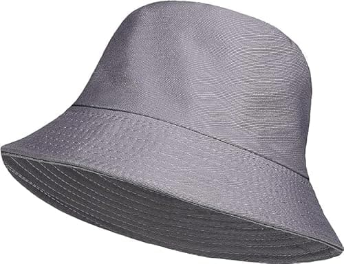 Image of HAJRA® Unisex Cotton Bucket Hat, Summer Sun Hat Plain, Ideal for, Hunting,Hiking, Camping, Fishing, Holidays. Bucket Hat Design Fits All Men, Women 56-58cm (UK, Alpha, One Size, Grey)