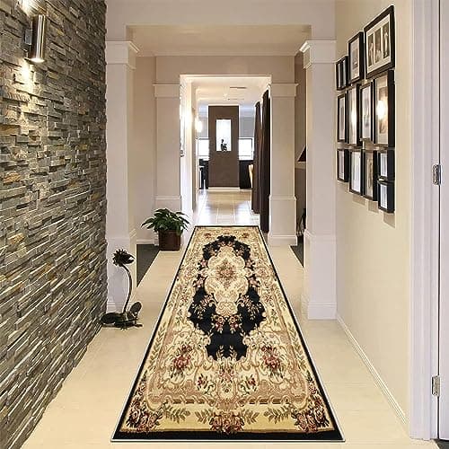 Image of YANHONG Hallway Rug Runner Entrance Rug 70 x 330 cm Cushioned Comfort Floor Protector Long Rug Runner Heavy Duty Non-Slip Rubber Back, for Standing Desk, Kitchen, Office, Black