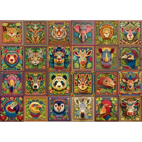 Image of HUADADA Jigsaw Puzzles for Adults 1000 Pieces Family Interactive Games 1000 Piece Jigsaw Puzzles for Adults-Knitted Animals