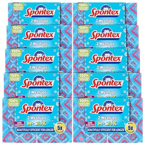 Image of Spontex 2 Washups Mosaik Non Scratch Sponge Scourers