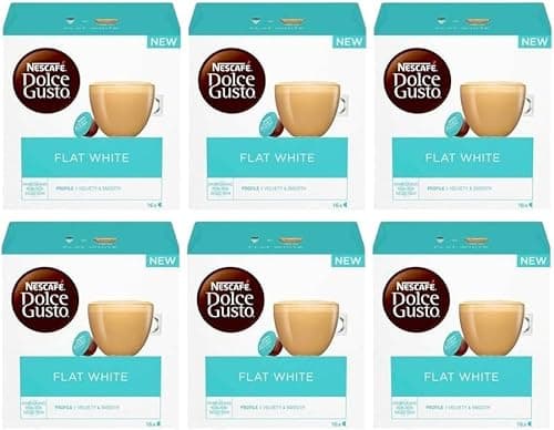 Image of NESCAFÉ DOLCE GUSTO Flat White Blend Coffee Pods x16 (Pack of 6, Total 96 Pods) - Sold by Bargain Hub