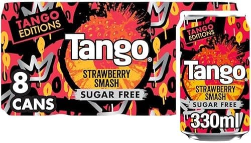 Image of Tango Assorted Soft Drinks Multipack 8 x 330ml – Mixed Flavours Fizzy Soda Cans, Refreshing Carbonated Beverages (Strawberry Smash Sugar Free)