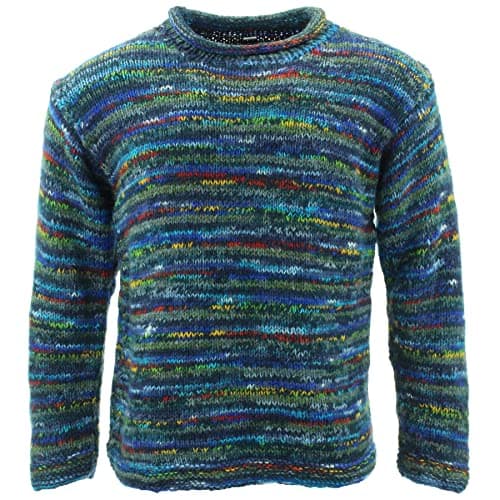 Image of Chunky Wool Knit Space Dye Jumper - Dark Blue Mix - L
