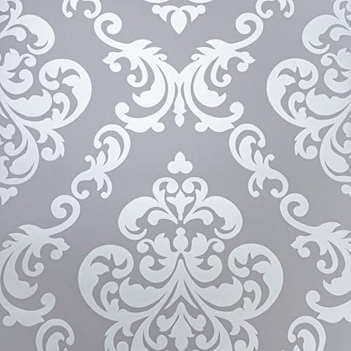 Image of SOPHIE LAURENCE Silver Floral Damask Wallpaper - Metallic Finish, Vintage Style, Paste The Paper, Washable - 0.53m x 10.05m Roll
