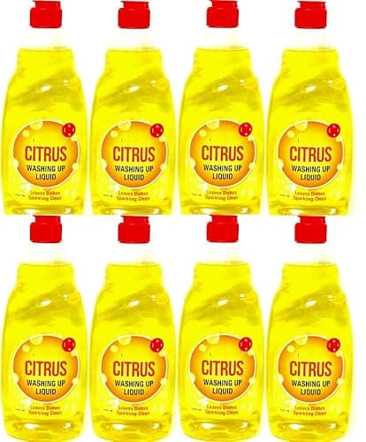 Image of Citrus Washing Up Liquid, Dishwashing Detergent, 500ml, Fresh Citrus Scent, Sparkling Clean Dishes Pack of 8