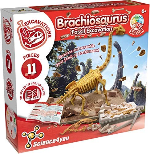 Image of Science4you - Brachiosaurus Fossil Digging Kit for Kids +6 - Excavate and Assemble 11 Brachiosaurus Fossiles - Ideal Dinosaur Excavation Kit Toy, Archeology and Paleontology Sets for Kids Age 6+