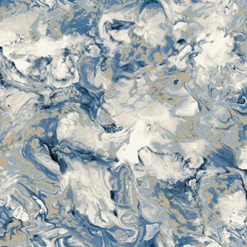 Image of Muriva Elixir Marble Blue Wallpaper 166504 - Feature Metallic Marble Effect