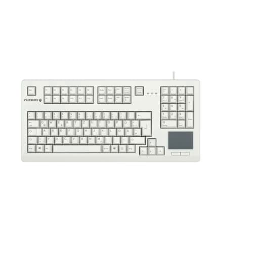 Image of CHERRY G80-11900, Compact Mechanical Keyboard with Numpad, Touchpad & 2 Mouse Buttons, UK Layout (QWERTY), USB Connection, MX BLACK Switches, Light Grey