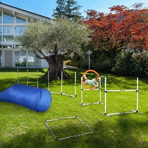 Image of PawHut Dog Agility Equipment Training Set Carry Bag Adjustable (Pole + Hoop + Hurdle+Tunnel + Pause Box)