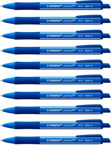 Image of STABILO pointball colorful - Ballpoint Pen - Pack of 10 - Ultramarine with Blue Ink