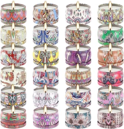Image of LIVEN Scented Candles Gifts Set 24 Pack Soy Wax Travel Tin Jar Candles，Aromatherapy Candles for Home 2.5 OZ Scented Candles for Mom for Christmas, Birthday, Thanksgiving, Mother's Day