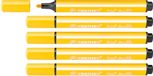 Image of STABILO Trio Scribbi - Triangular Fibre-Tip Pen - Pack of 5 - Yellow