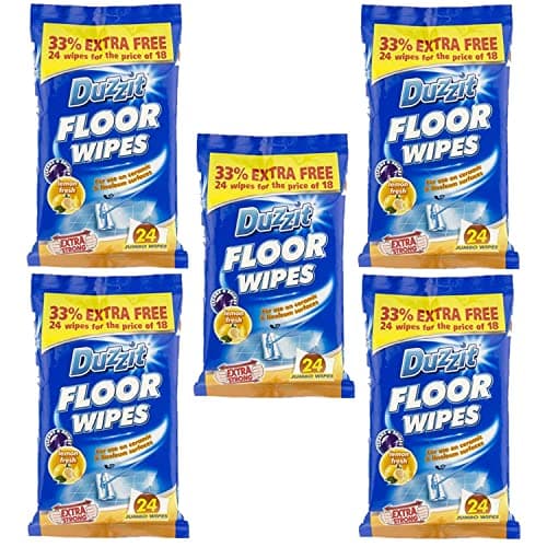 Image of 5 x 24 Pack Duzzit Floor Wipes Suitable For Ceramic And Linofeum Surfaces