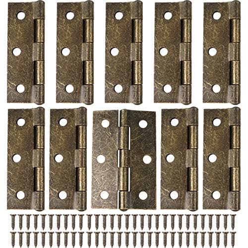 Image of 10PCS Retro Door Hinges, 75mm (3 Inch) Bronze Butt Hinges with 60PCS Antique Hinge Screws, Thickened Folding Home Furniture Wooden Door Hinge for Outdoor and Internal Doors