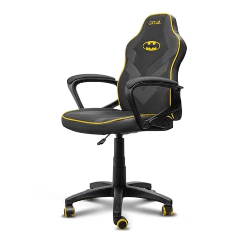 Image of GXTrust 703BM Revvo Batman Licensed Kids Gaming Chair, Adjustable Height, Padded Arm Rest, Class 3 Gas Lift, Fabric Upholstery, PC Chair for Kids Ages 4-12, Gaming Setup, Video Games, Black