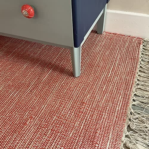 Image of Second Nature Online Pale Rust Red Hush Soft Cotton Rug Hand Loomed and GoodWeave Certified Long Runner 60 cm x 210 cm