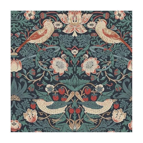 Image of William Morris at Home Strawberry Thief Deep Blue Wallpaper | Paste the Wall | Blue Bird | Eco-Friendly