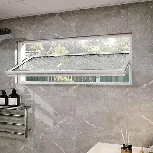 Image of Customizable 34x18in White Aluminum Casement Window with Tempered s 360° Rotat for Sheds & BathroomsHome Replacement Solut