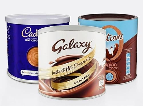 Image of Premium Hot Chocolate Powder 1KG x 3 | Galaxy Hot Chocolate + Belgian Chocolate Instant Drink + Cadbury Original Drinking Chocolate | Rich & Creamy | Just Add Water or Milk | Family Pack
