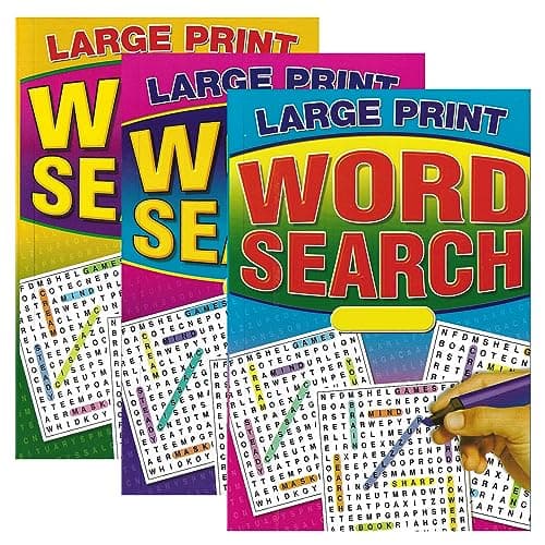 Image of WF Graham Pack of 3 Assorted A5 Large Print Word Search Books for Adults | Travel Games Puzzle Books for Adults | Word Games and Word Puzzles, Gifts for Partially Sighted People