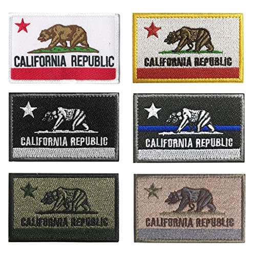 Image of Antrix 6 Pieces Tactical California State Flag Patch Hook & Loop Embroidered Military American California Flag Tags Appliques Emblem Patches -3.15"x2"