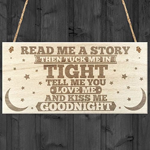 Image of Red Ocean Read Me A Story Kiss Me Goodnight Wooden Hanging Plaque Bedroom Door Decor Sign