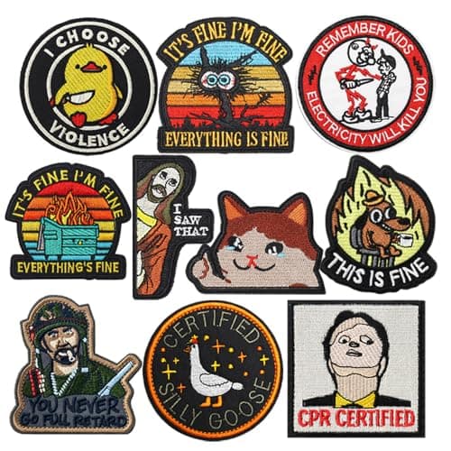 Image of 10 PCS Funny Meme Patches Set, Tactical Morale Fun Trendy Emblem Patch Embroidery Hook and Loop Applique Patches for Clothes Jackets Backpack Hat Vest Uniforms Dog Vest Harness.