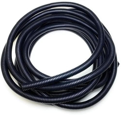 Image of Black Corrugated Conduit Split Plastic Flexible Cable Tidy Solution Tube Trunking 15mm - 5m