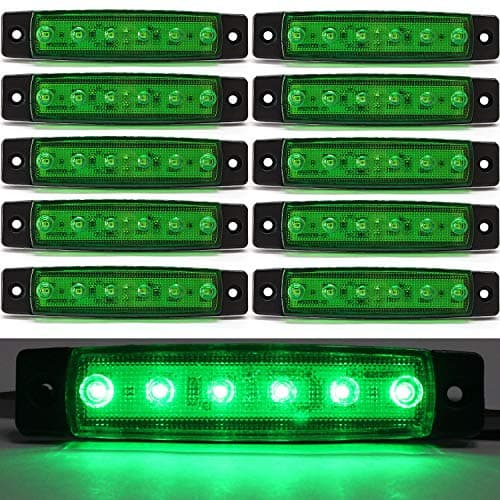 Image of 20pcs Amber Side Marker Lights 12V,Universal 6 LED Indicators Side Marker Lights Front Rear Side Light Position Lamps for Trailer Truck Caravan Camper Van Lorry Bus Tractor Motorhome (Green, 10PX)