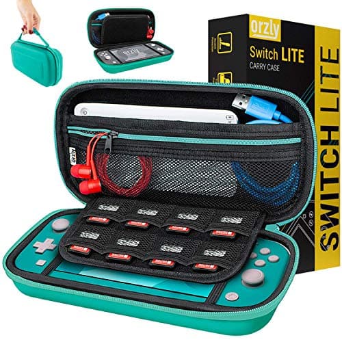 Image of Orzly Carry Case for Nintendo Switch Lite (2019 Model) Protective Hard Shell Portable Travel Carry Case with Storage for Accessories & Game Cartridges (Turquiose)