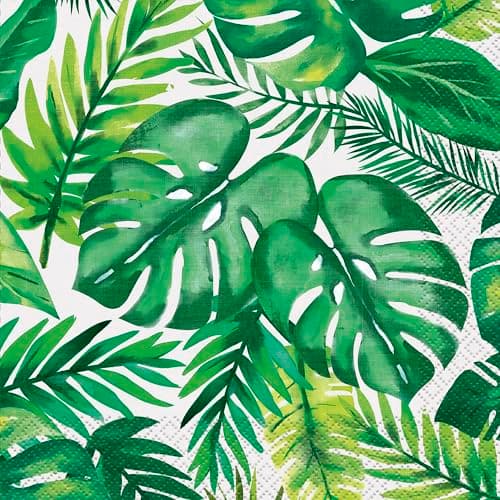 Image of Unique 72672EU Paper Napkins-16.5 cm-Tropical Leaves Summer Party-16 Count (Pack of 1), Multicolour
