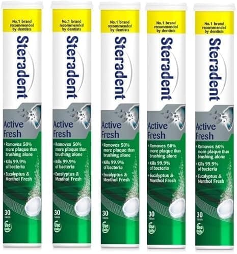 Image of Active Fresh Denture Cleaning Tablet's 150 Plaque Remover Daily Denture Cleaning Bundle Tablets - Pack of 5