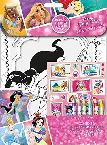 Image of Disney Princess Colouring Set Childrens Activity Stickers Stocking Filler Gift