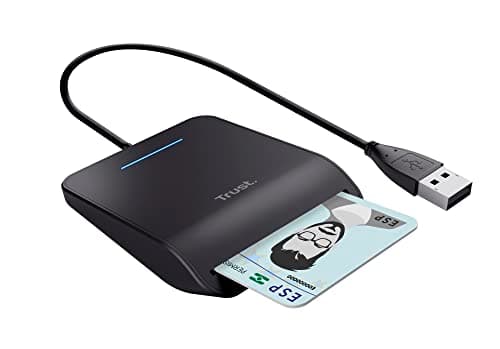 Image of Trust Primo Smart ID Card Reader, DNI, FIPS 201, FIPS TAA and ISO 7816 Class A, B, C Compliant, 100cm Cable, Spanish/Portuguese/Italian, Secure Login, USB Card Reader Compatible with Windows/Mac