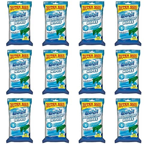 Image of 12 x Duzzit Pack of 50 Disinfectant Wipes Kills 99.9% Of Germs