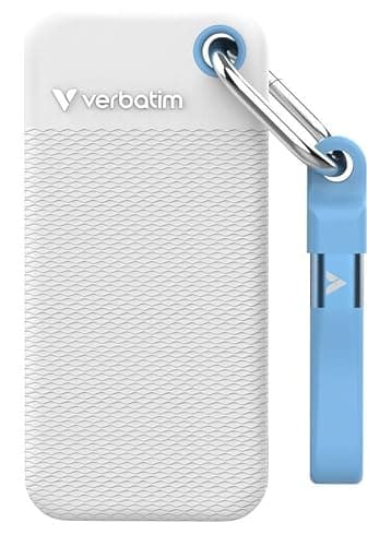 Image of Verbatim Pocket SSD - Colour Edition - White with 2 Rubber Sleeves (White & Light Blue) (1, TB)