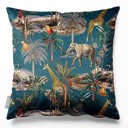 Image of Izabela Peters Velvet Cushions - Eco-Friendly, Filled, 45 cm, Safari Voyage - Teal, Chair & Sofa Cushions