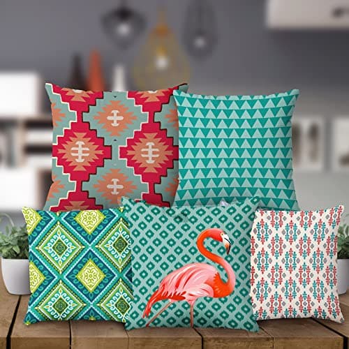 Image of Rubix Home Multicolor Printed Cushion Covers (Pack of 5)