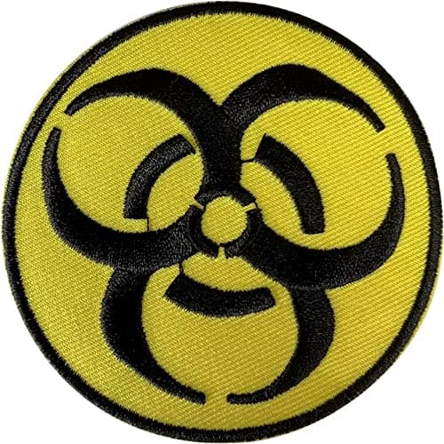 Image of Biohazard Symbol Patch Iron Sew On Clothes Bag Bio Hazard Sign Embroidered Badge