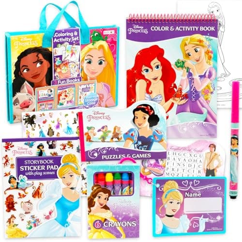 Image of Disney Princess Ultimate Activity Set - Arts and Crafts Portfolio with Coloring Books, Stickers, Games, Puzzles, Drawing and More | Disney Princess Activities for Girls, Kids