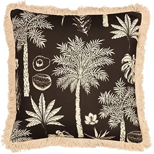 Image of Paoletti Colonial Palm Polyester Filled Cushion, Espresso, Square