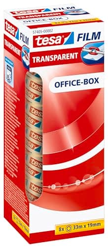 Image of tesafilm Transparent Self-Adhesive Tape - High Age and Tear-Resistance - Office Tape with Strong Adhesion, 33 m x 19 mm - Pack of 8