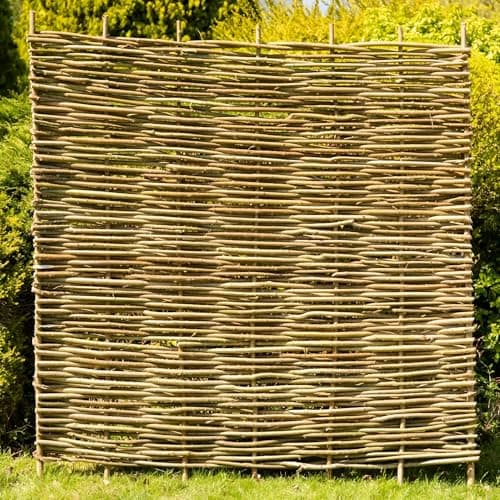 Image of Papillon 5 Pack Premium Hazel Hurdle Garden Fence Panels Wattle Fencing Panel 1.8m x 1.8m (6ft x 6ft)