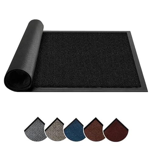 Image of Circle of trust Hallway Runner Rug Heavy Duty Non Slip Rubber Back Anthracite 90x150cm Dirt Trapper, Water Absorbent, Washable Floor Mat, Long Carpet Runner for Kitchen, Launch, Doorway Area Rug