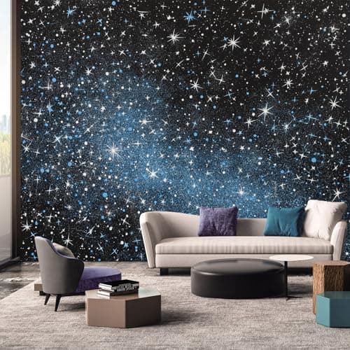 Image of Starry Sky Wallpaper - Space Galaxy Wall Mural - Wall Murals for Living Room Bedroom - Photo Wallpaper & Home Decor Art - 150 x 105 cm A-4749