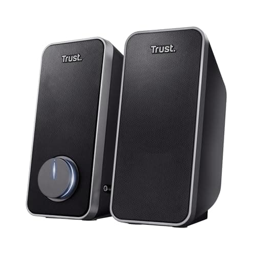 Image of Trust Arys 2.0 PC Speakers, 28 W Peak Power, 3.5 mm Aux, USB Powered, Volume Control, Headphone Connection, Stereo Computer Speaker Set for Desktop, Laptop, Tablet, Phone - Black [Amazon Exclusive]