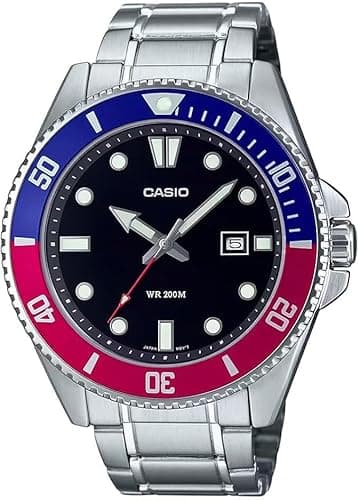 Image of Casio MDV106 Series | Unisex Analog Watch | 200M WR | Stainless Steel Case | Resin Band | 2 Hand Analog (HR, Min, SEC) | Date Display | Screw Down Crown/Screw Down Caseback | 3 Year Battery,
